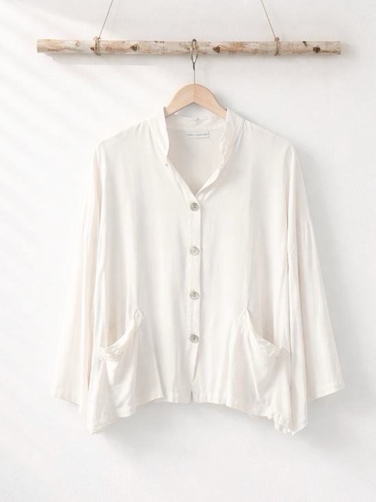 bryn Walker Tops - BRYN WALKER LAGENLOOK DANUTA JACKET WHITE BUTTON DOWN BLOUSY SHIRT SZ S
